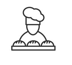icono de pastelero con bandeja de masa